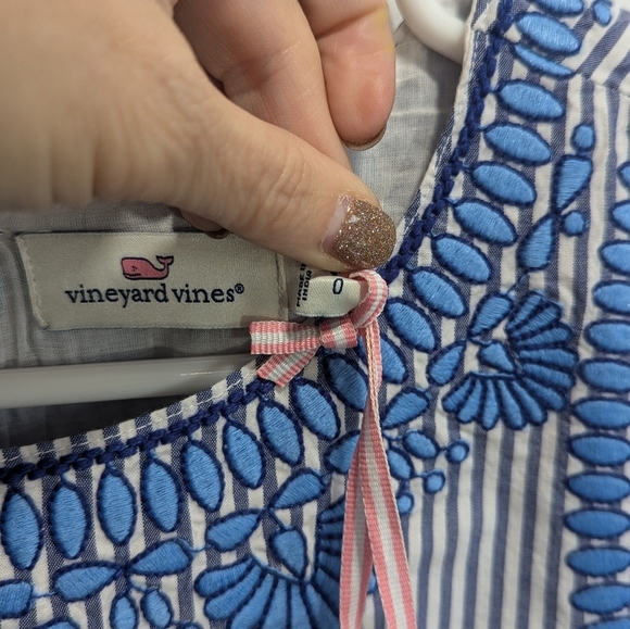 NWT Vineyard Vines Dress Embroidered Cisco Swing Dress Blue White Stripe, Sz 0 - Picture 4 of 9